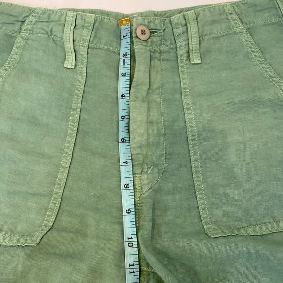 Mother The Shaker Chop Crop Hedge Green Pants Cotton Linen EUC Sz 27 - Picture 13 of 16